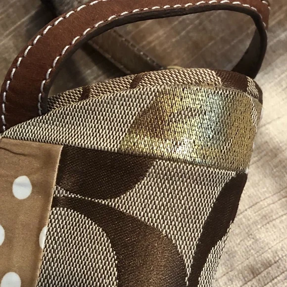 Very Rare!!! Coach Alina Patchwork & Brown Leather Wedge Sandals - Picture 10 of 12